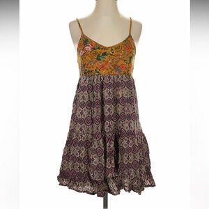 Natural life boho multicolor floral print tank top tunic or mini dress